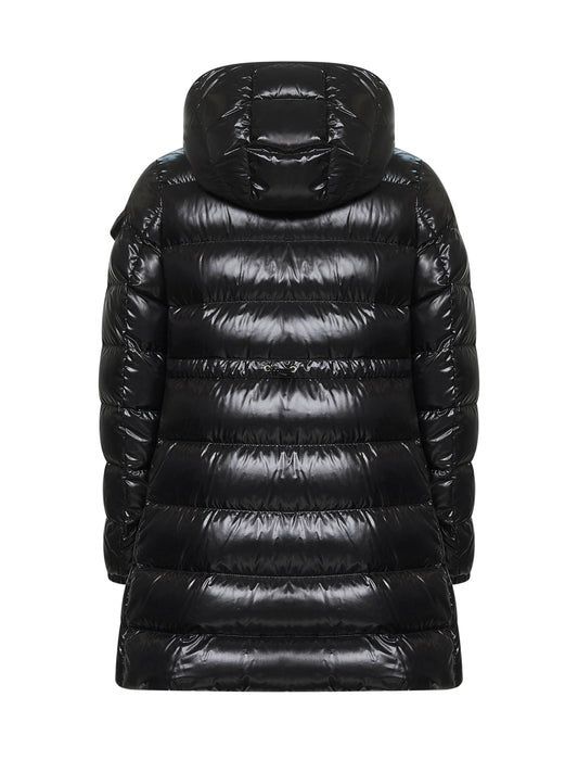 Black Courcelles midi hooded down jacket