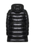 Black Courcelles midi hooded down jacket