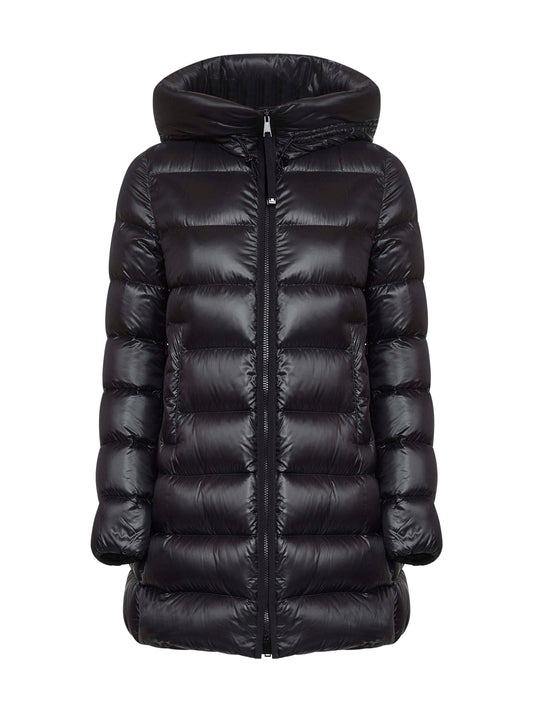 Black Suyenne midi hooded down jacket