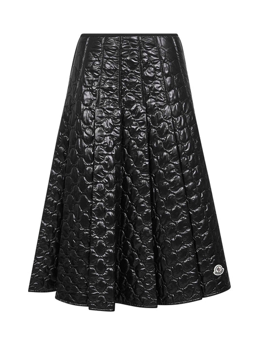 Black padded midi skirt