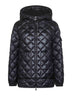Black hooded short down jacket