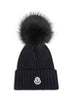 Black wool pom pom beanie