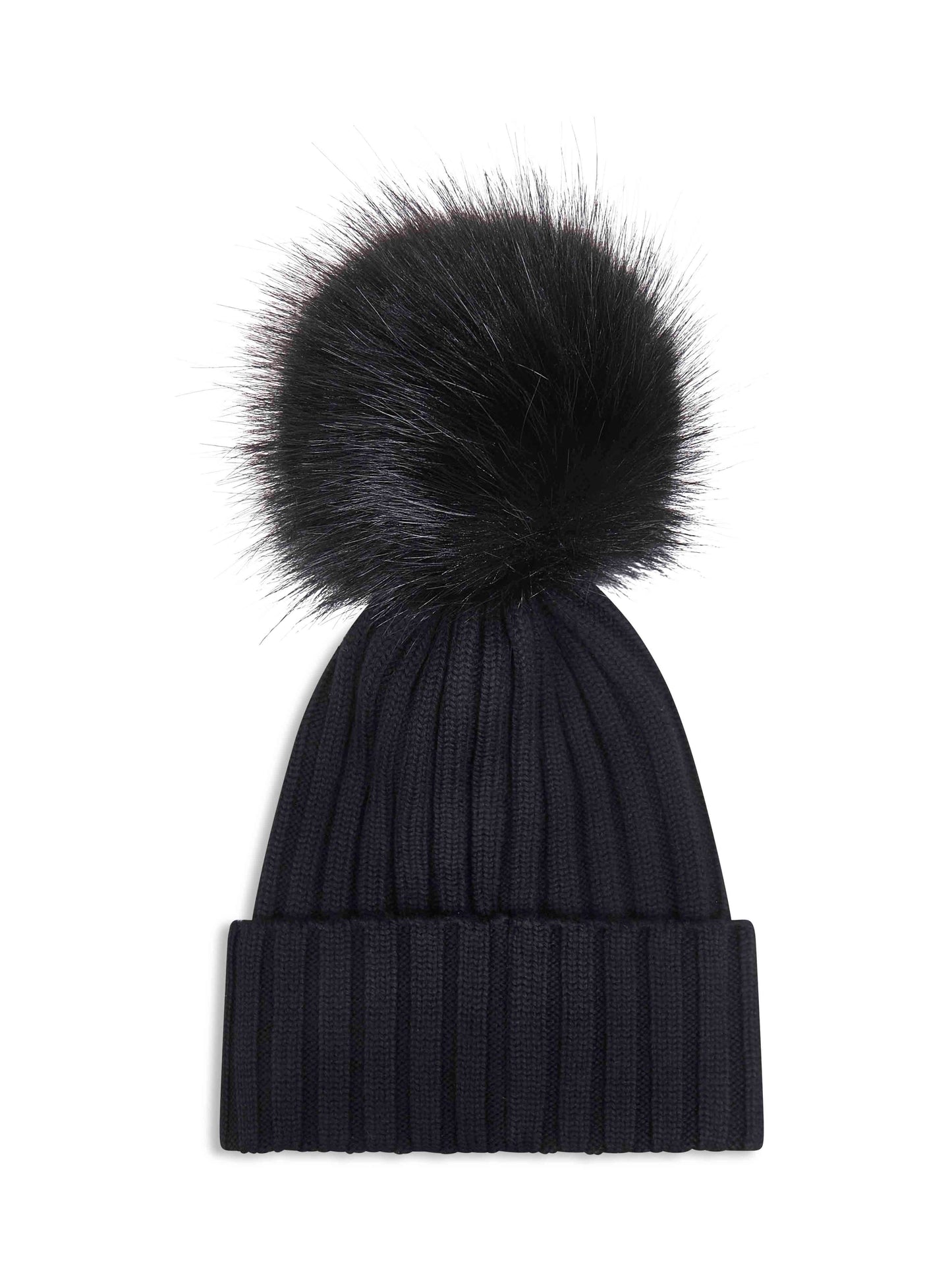 Black wool pom pom beanie