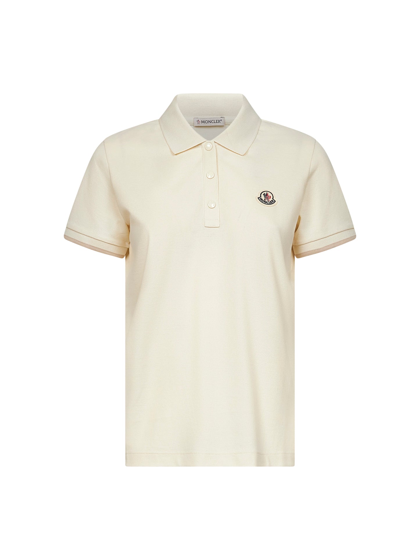 Ivory cotton piquet polo shirt