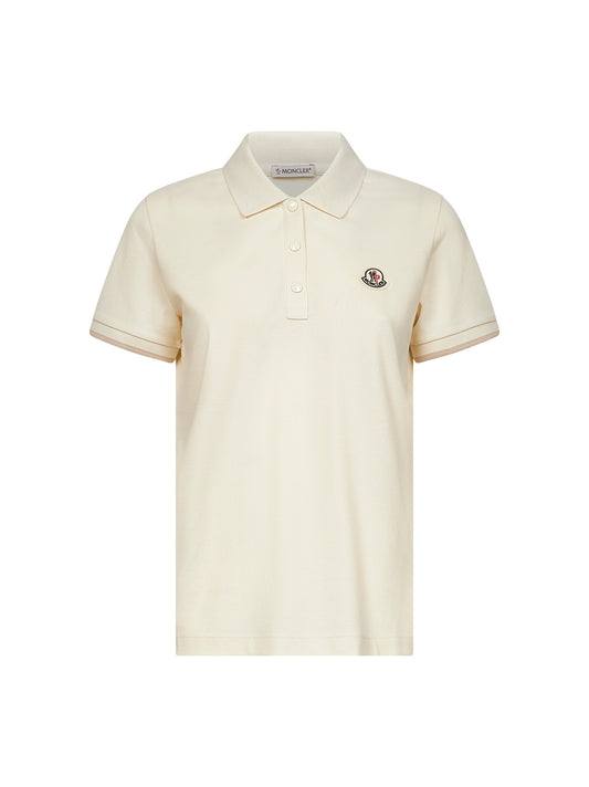 Ivory cotton piquet polo shirt