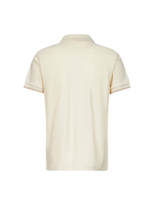 Ivory cotton piquet polo shirt