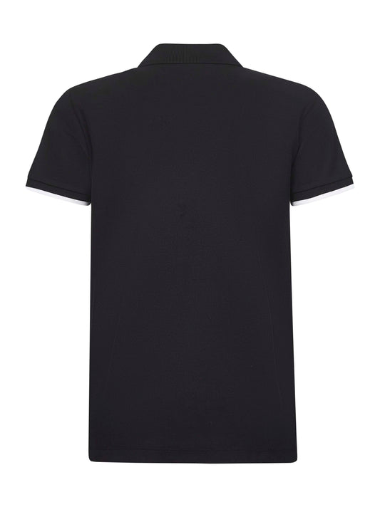 Black cotton piquet polo shirt