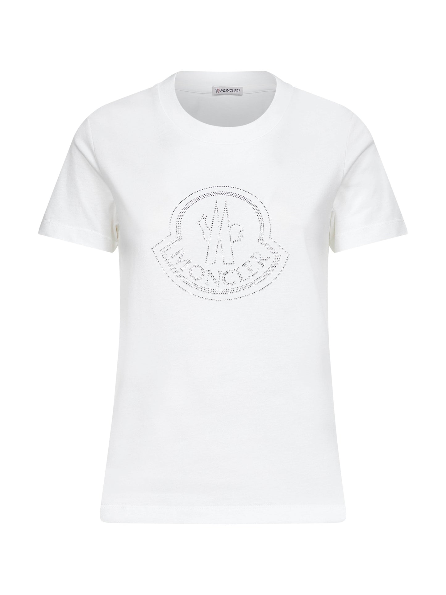 White cotton rhinestone logo T-shirt