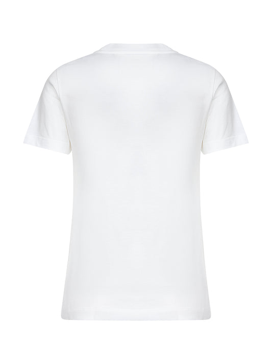 White cotton rhinestone logo T-shirt