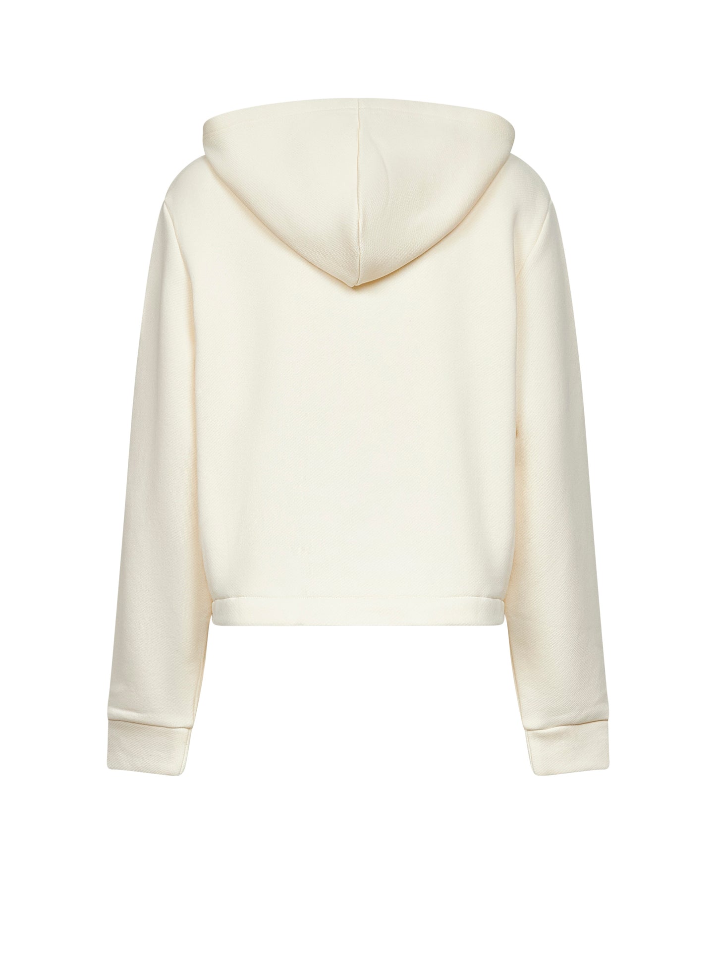 Ivory zip-up hoodie with knit details