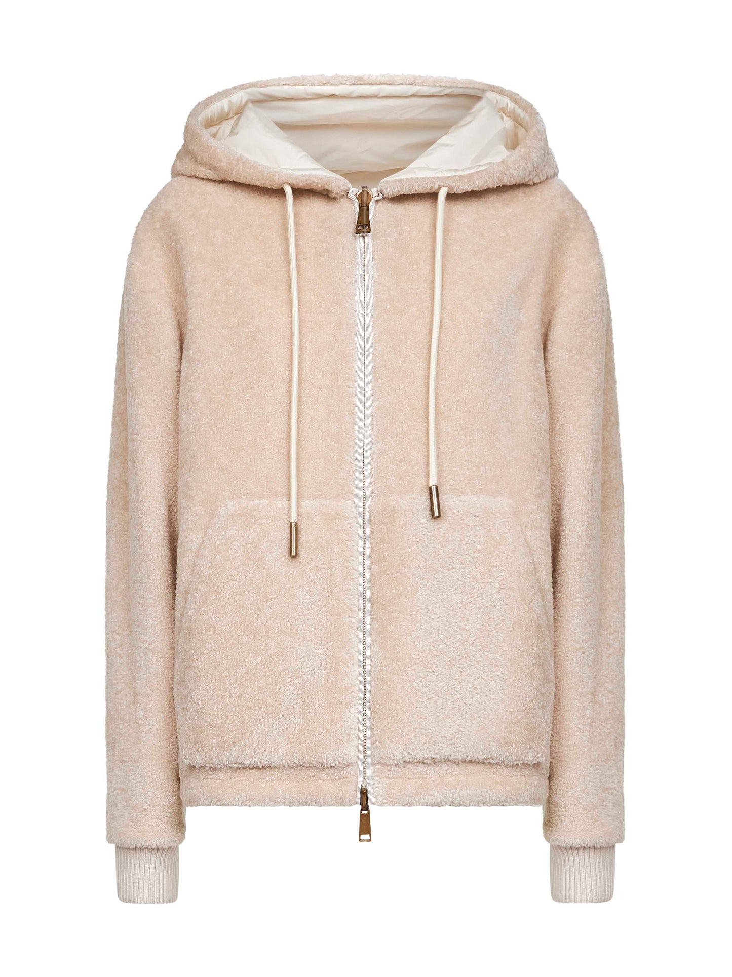 Felpa con cappuccio imbottita reversibile bianca
