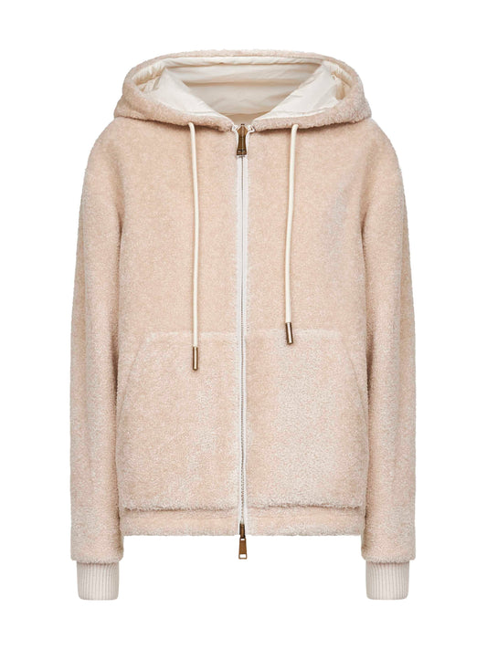 White reversible padded hoodie