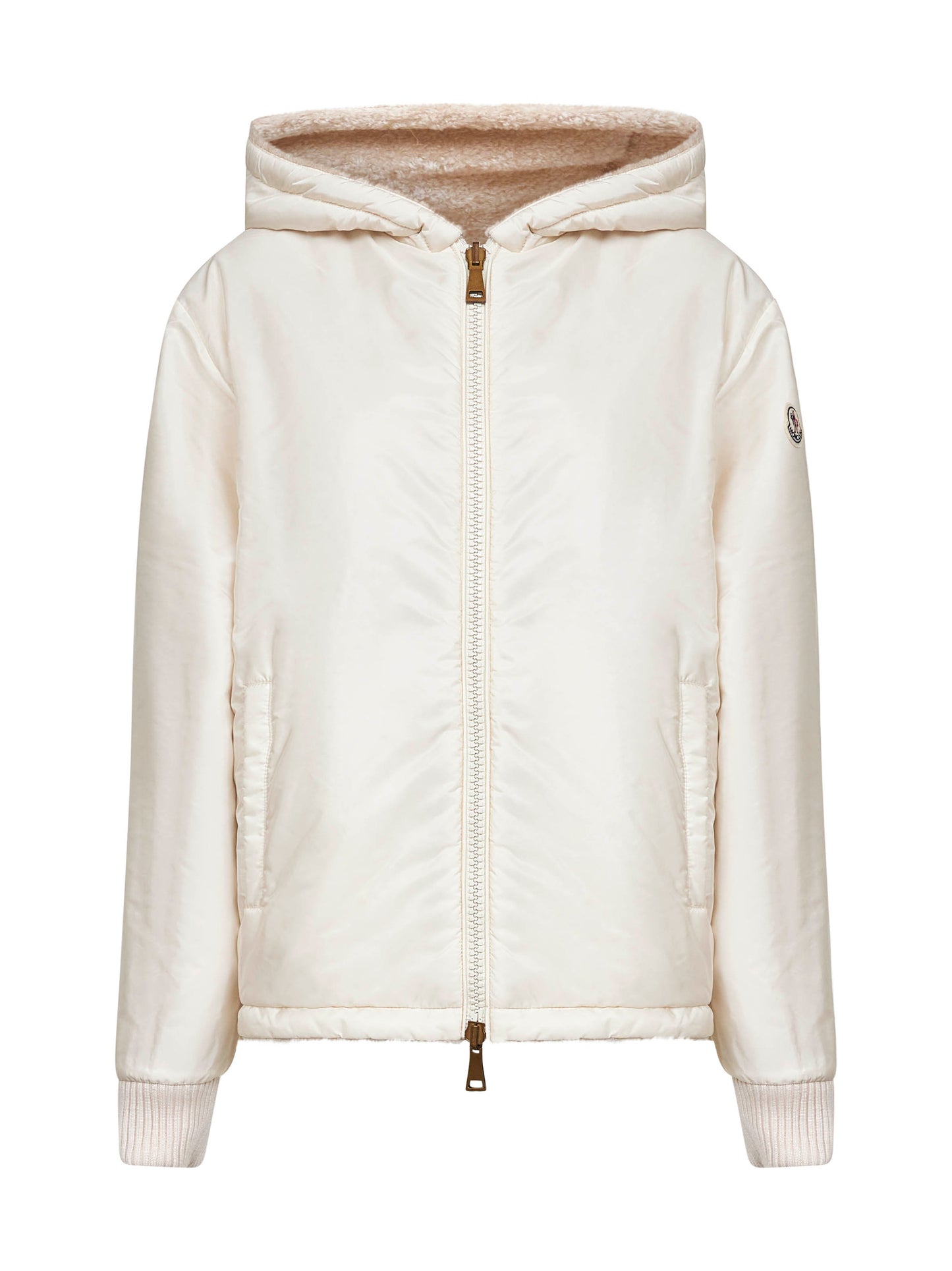 Felpa con cappuccio imbottita reversibile bianca
