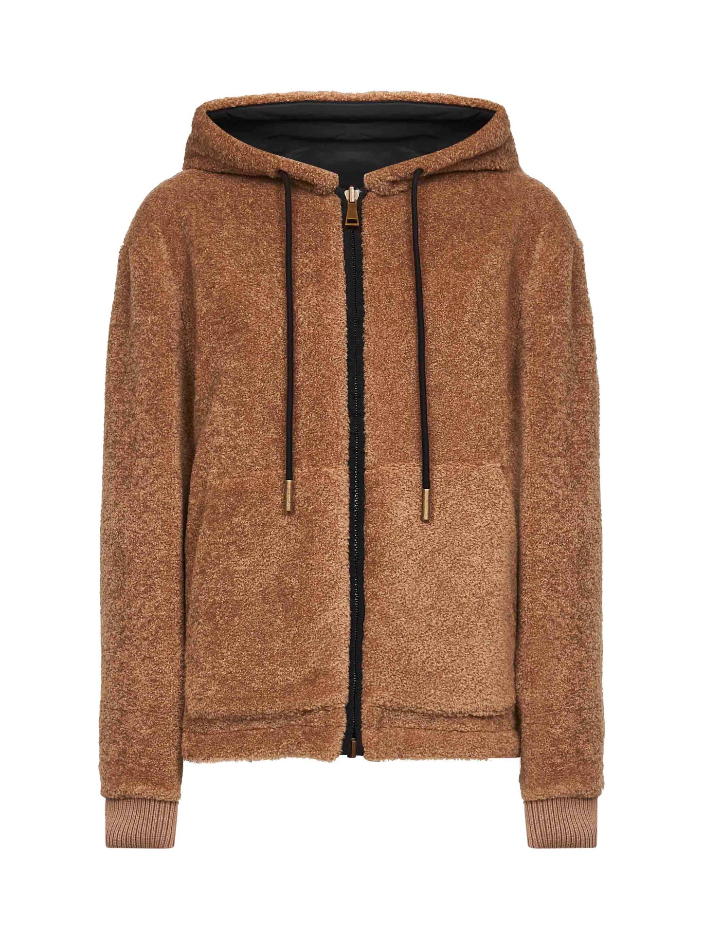 Felpa con cappuccio imbottita reversibile nera