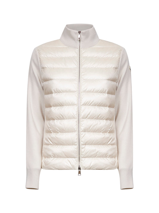 Ivory wool zip-up padded cardigan