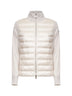Cardigan imbottito con zip in lana avorio