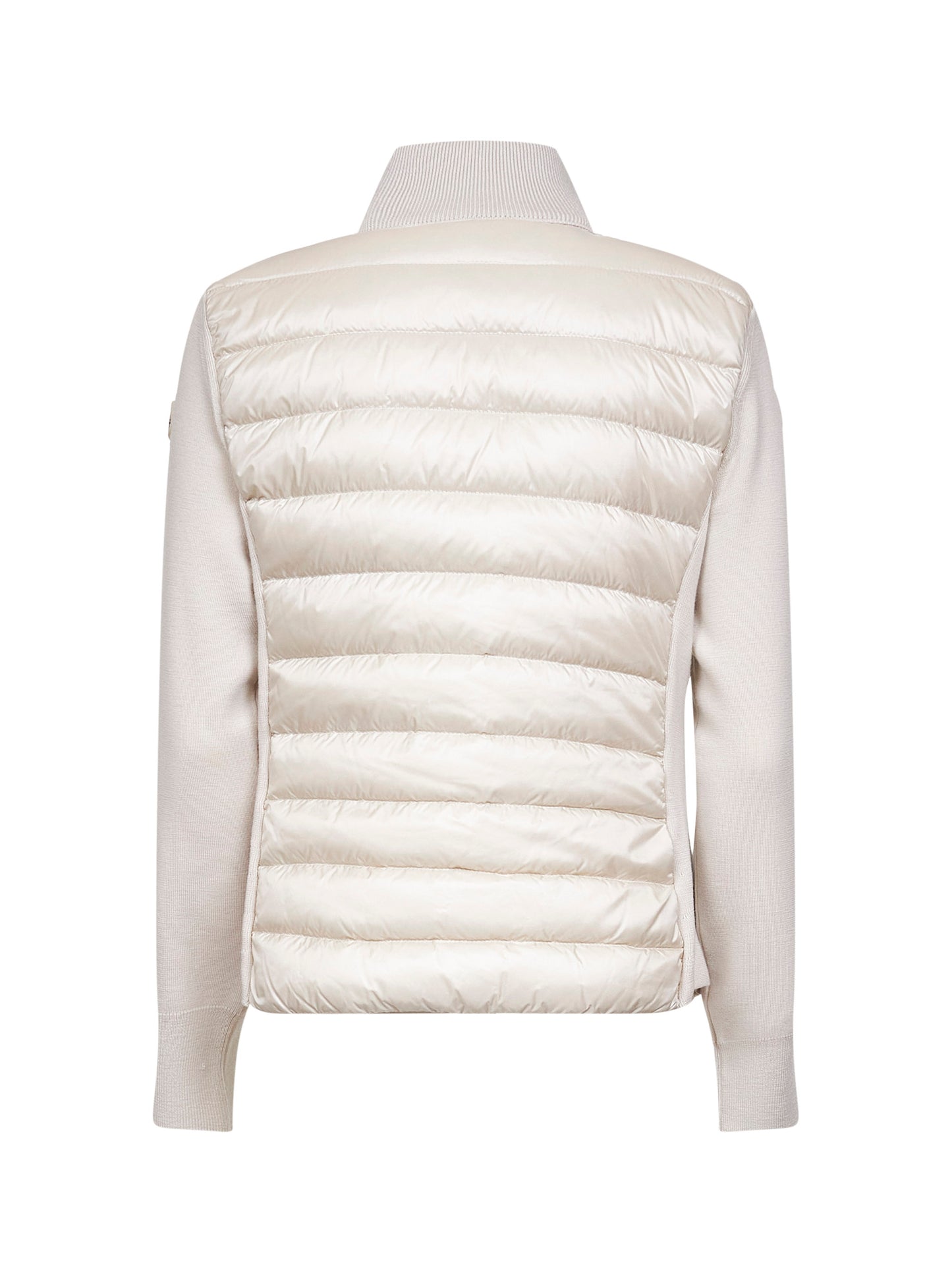 Cardigan imbottito con zip in lana avorio