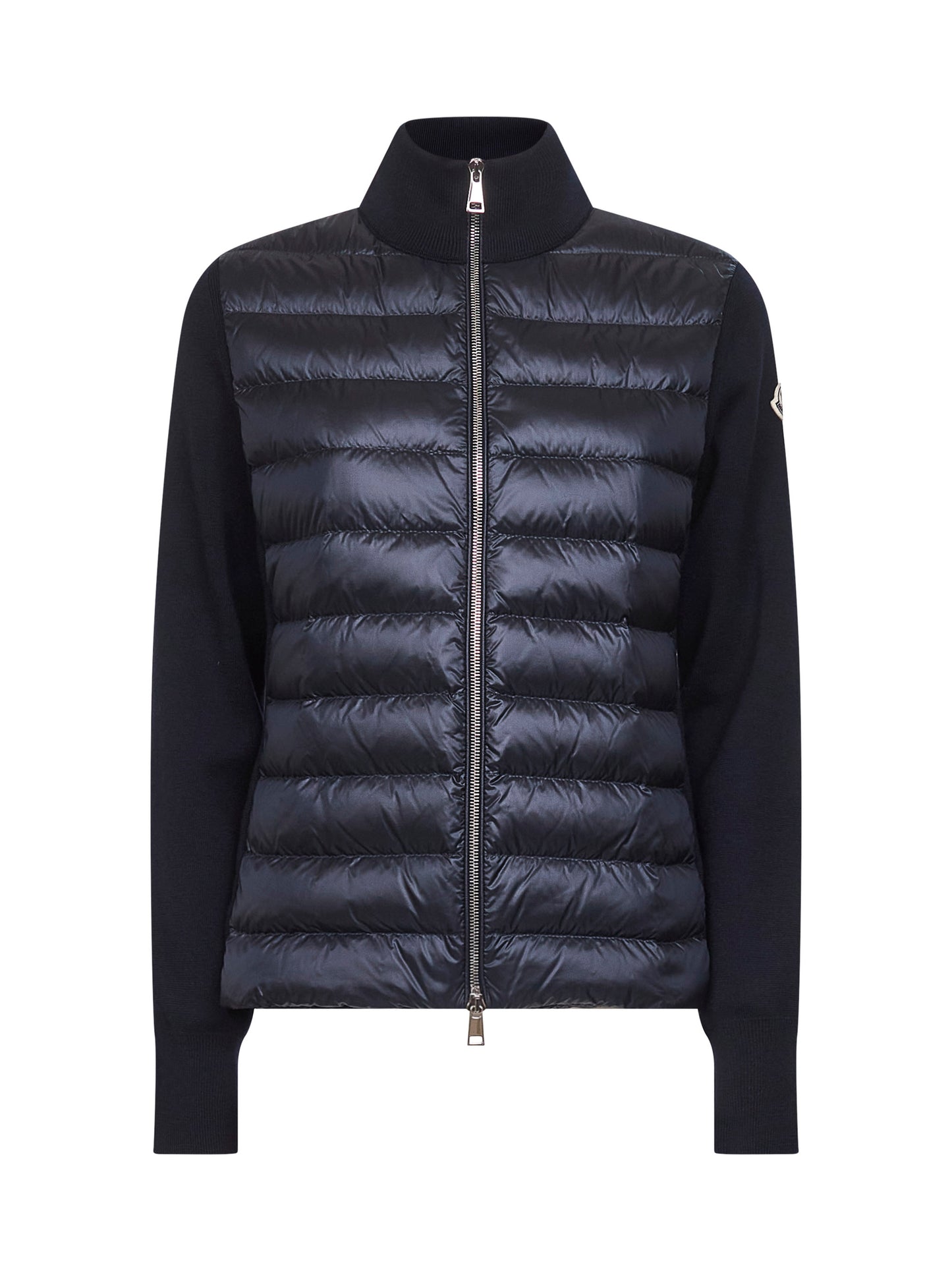 Blue wool zip-up padded cardigan