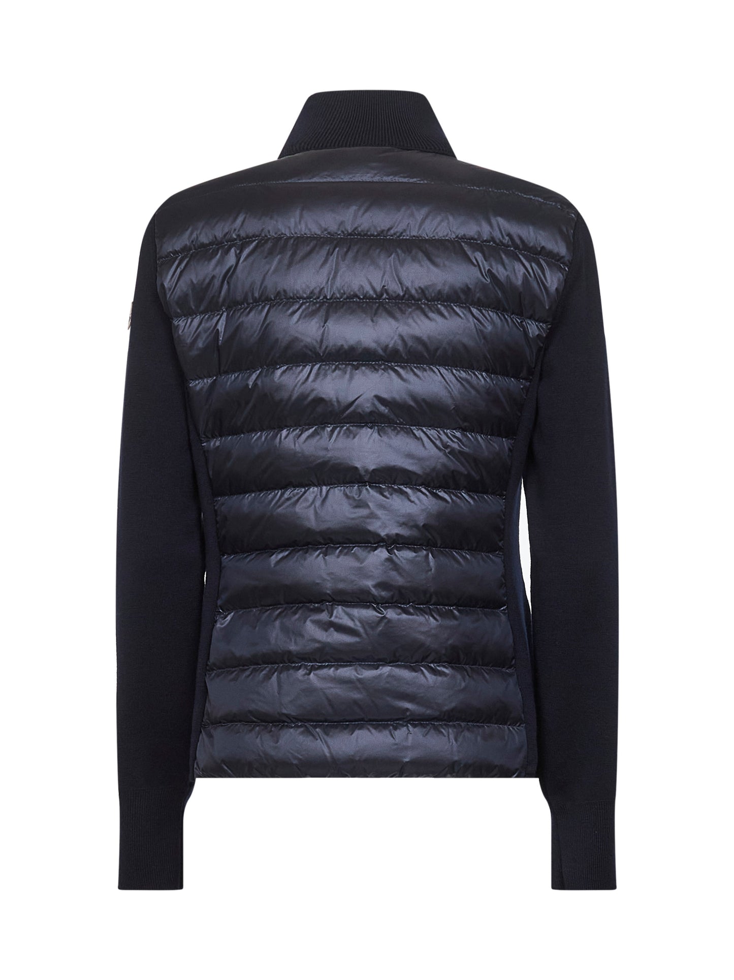 Blue wool zip-up padded cardigan