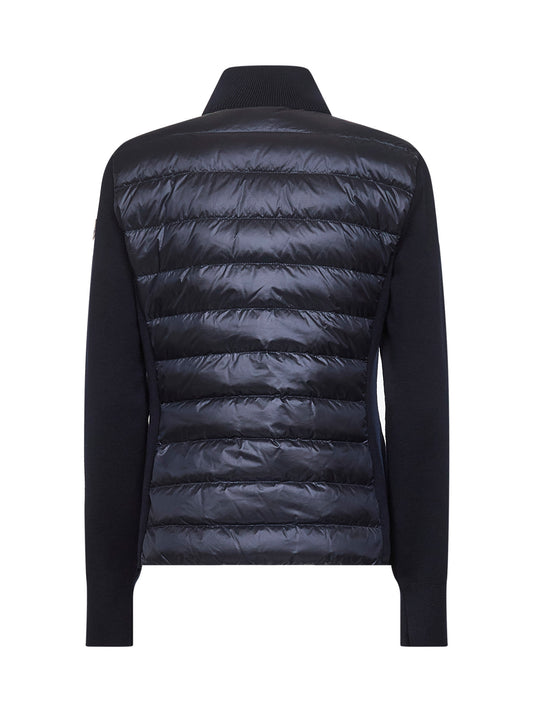 Blue wool zip-up padded cardigan