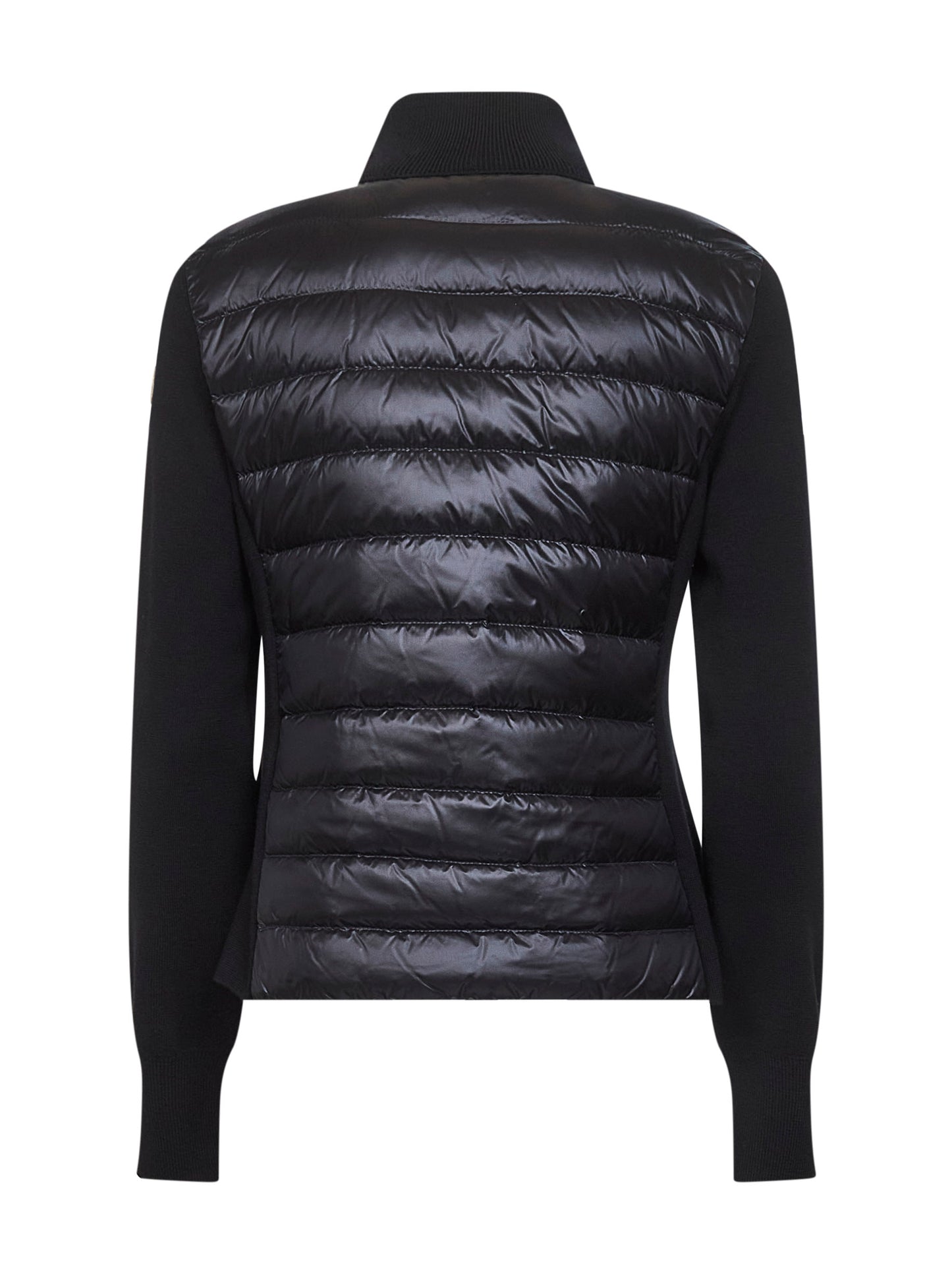 Cardigan imbottito con zip in lana nera