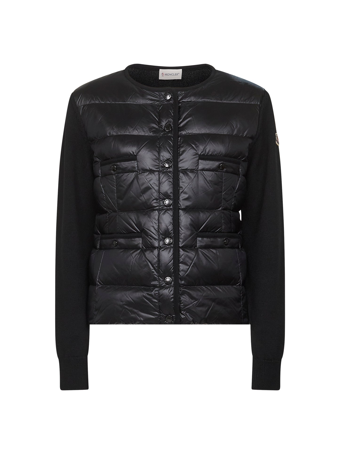Black wool padded cardigan