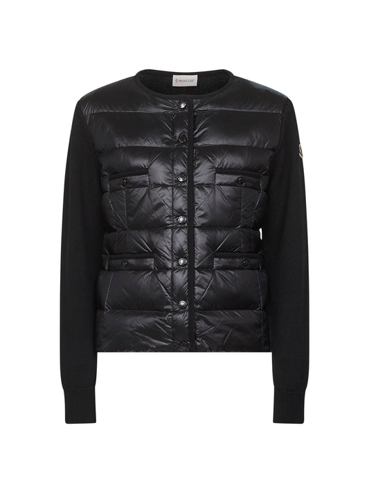 Black wool padded cardigan