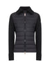 Black wool zip-up padded cardigan
