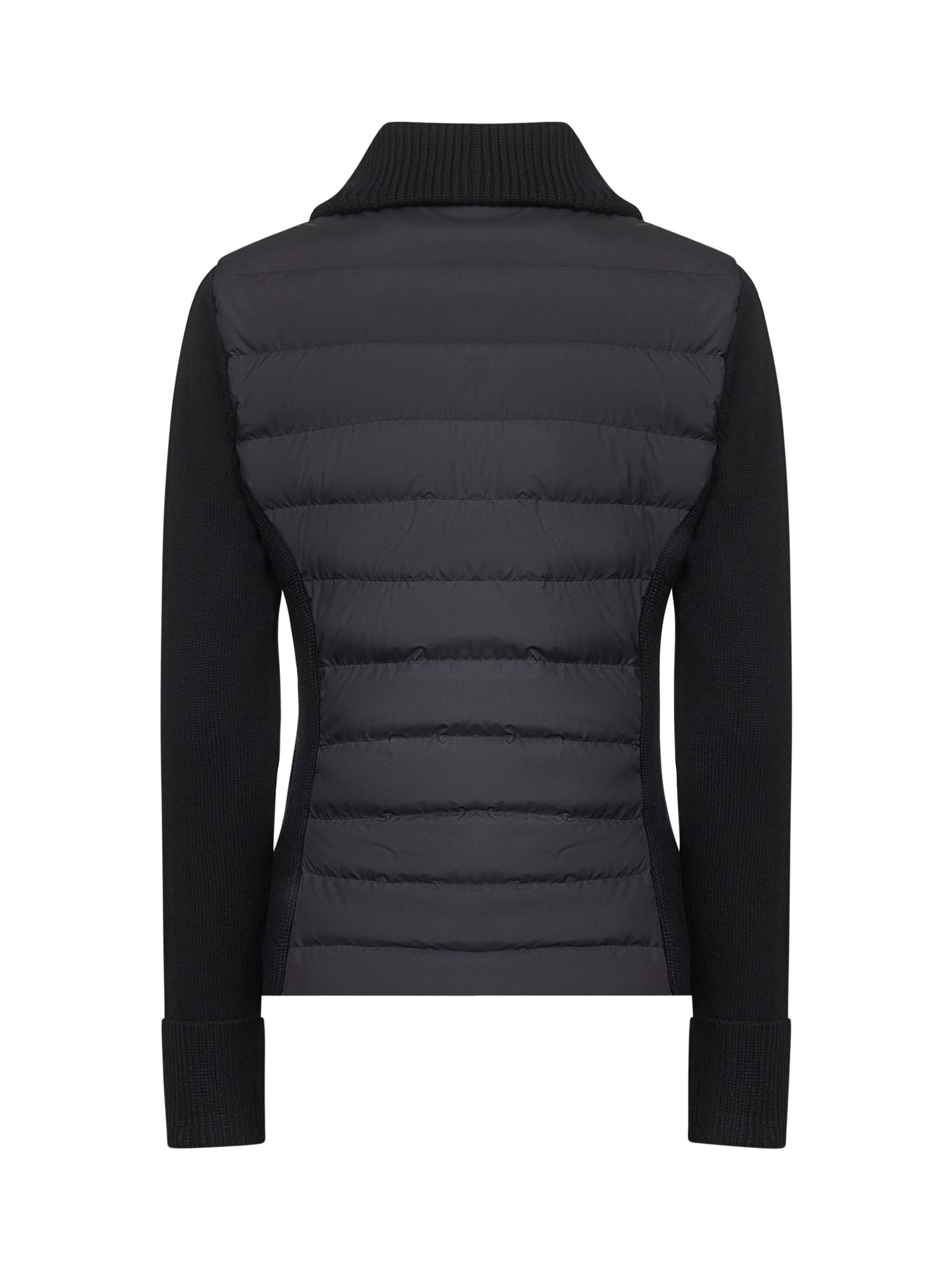 Black wool zip-up padded cardigan