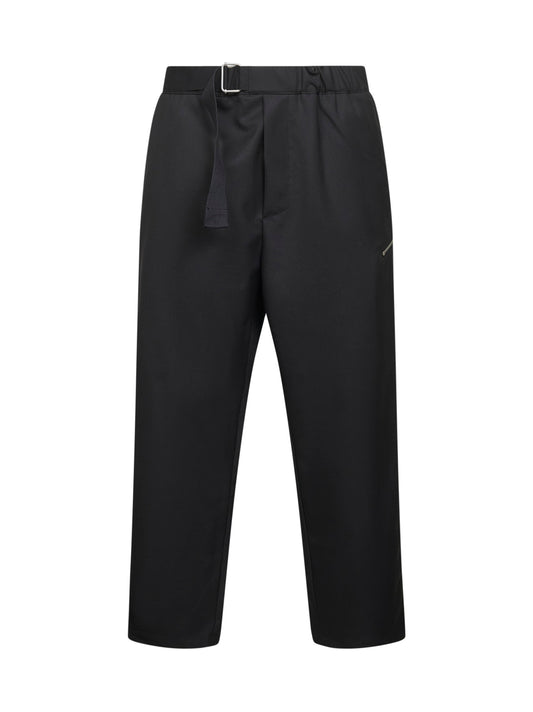 Black wool blend lightweight canvas Regs trousers