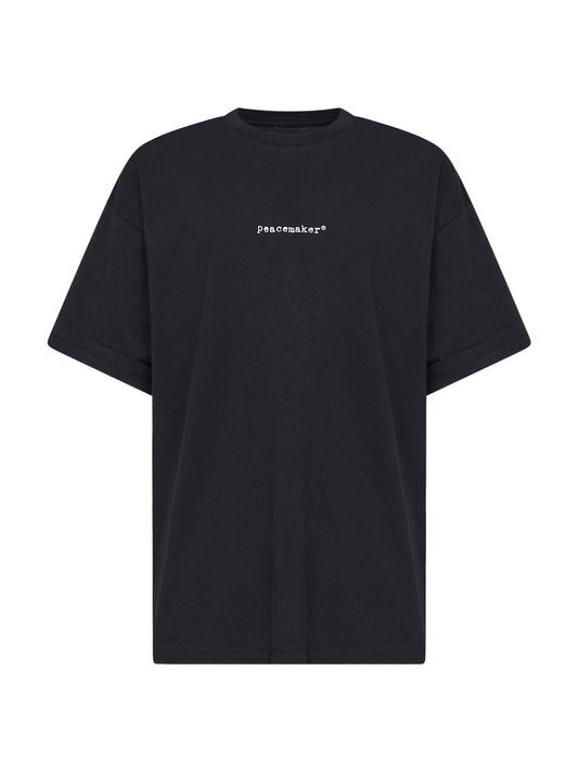 Black jersey pigeon print loose-fit T-shirt
