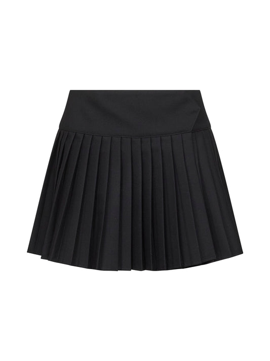 Black gabardine Big Bookish pleated mini skirt