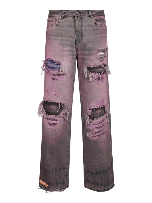 Jeans Rich Kid in denim di cotone rosa