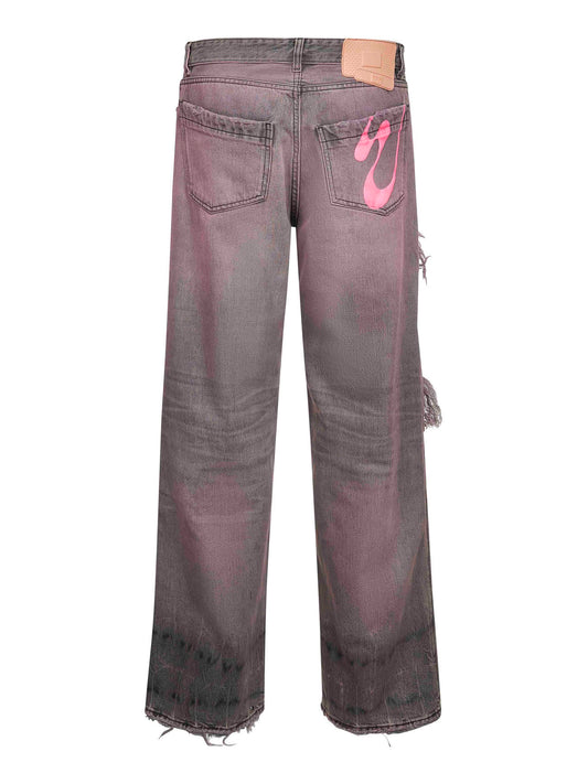 Jeans Rich Kid in denim di cotone rosa
