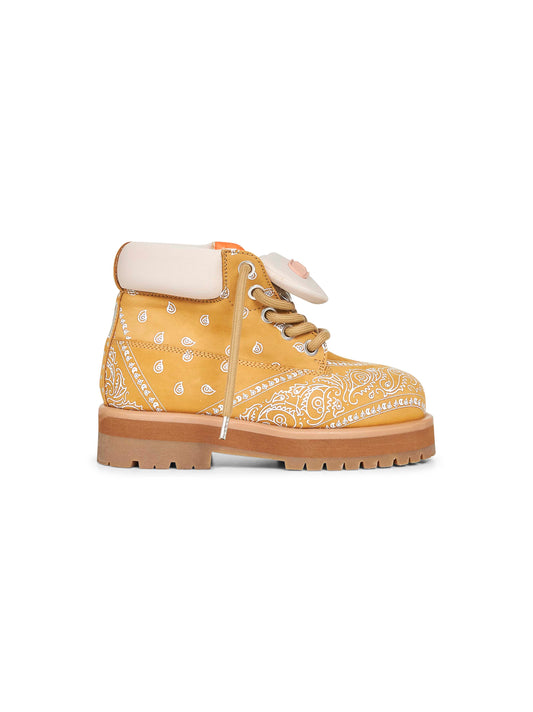 Yellow bandana print nubuck Strada Low Bandana ankle boots