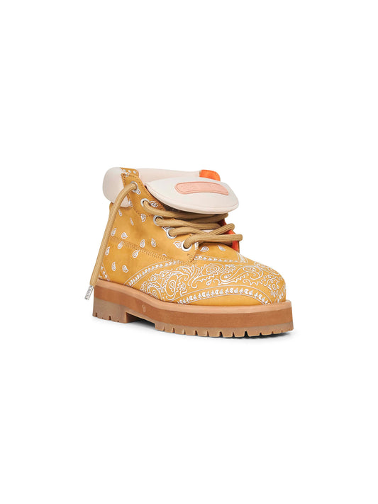 Yellow bandana print nubuck Strada Low Bandana ankle boots
