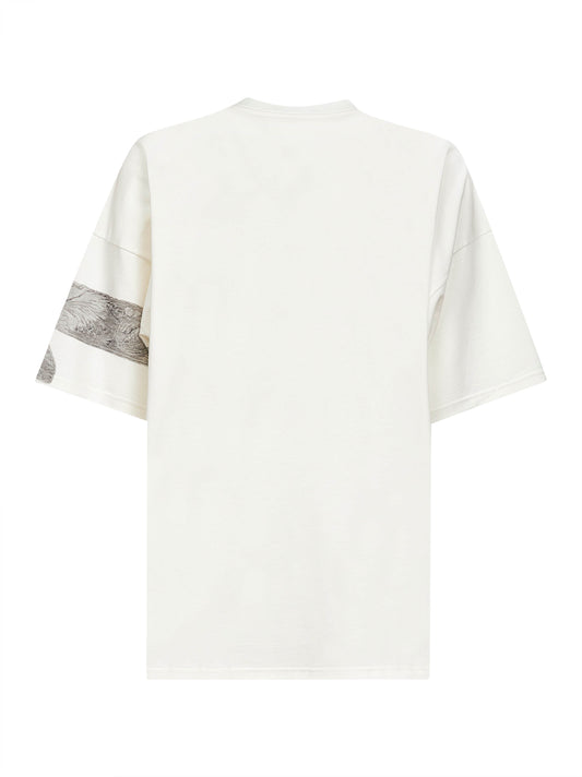 White cotton jersey printed T-shirt <BR/>