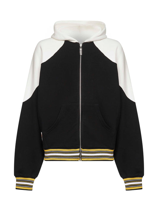 Black cotton Giulio zip-up hoodie