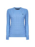 Light blue cable knit wool and cashmere sweater