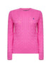 Pink cable knit wool and cashmere sweater