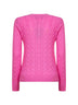 Pink cable knit wool and cashmere sweater