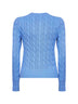 Light blue cable-knit cotton crewneck cardigan