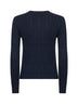 Blue cable-knit cotton crewneck sweater