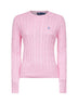 Maglia girocollo in cotone a trecce rosa