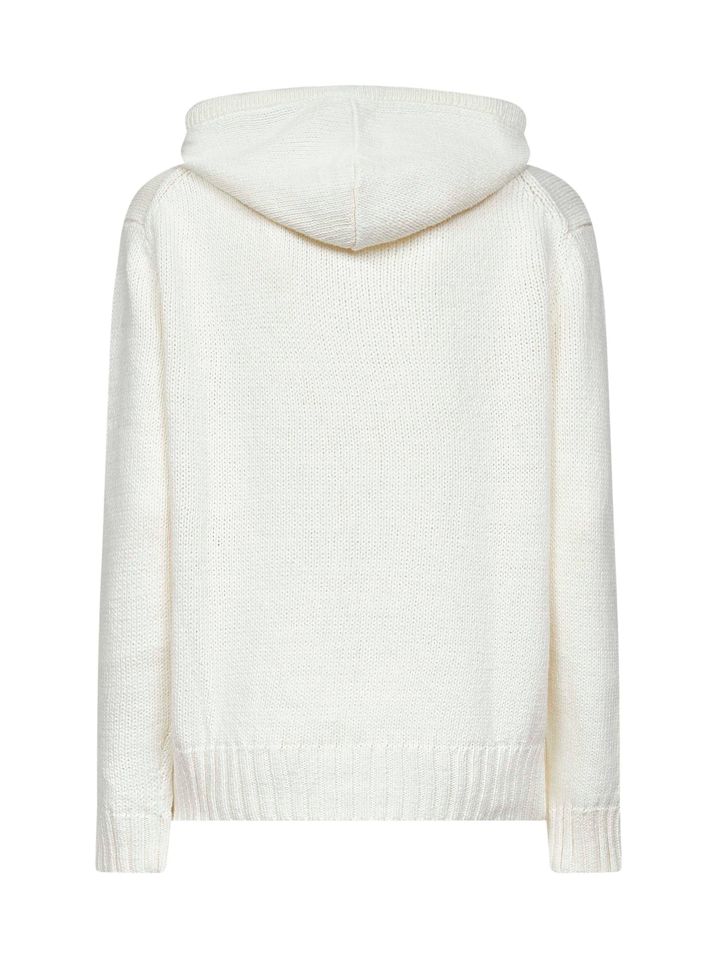 Ivory knit Polo Bear hooded sweater