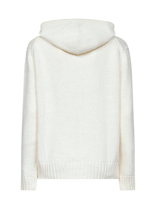 Ivory knit Polo Bear hooded sweater