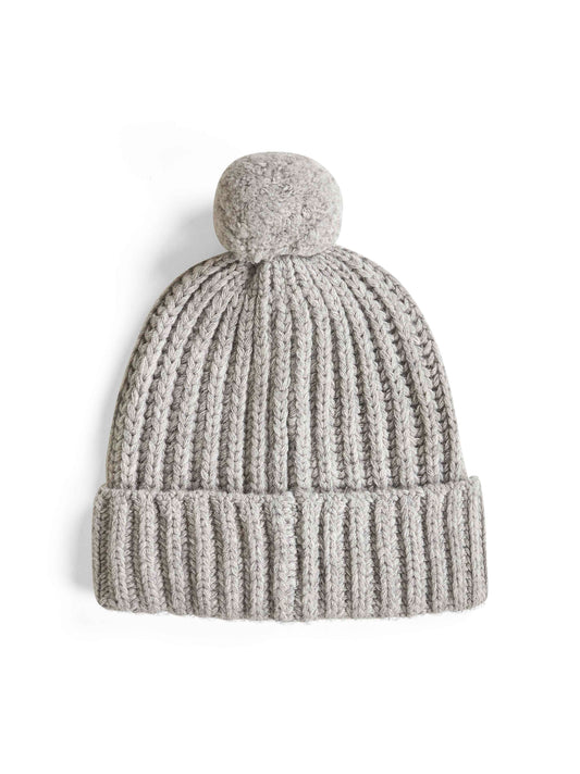 Grey Polo Bear pom pom beanie