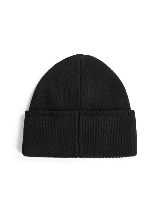 Black merino wool beanie