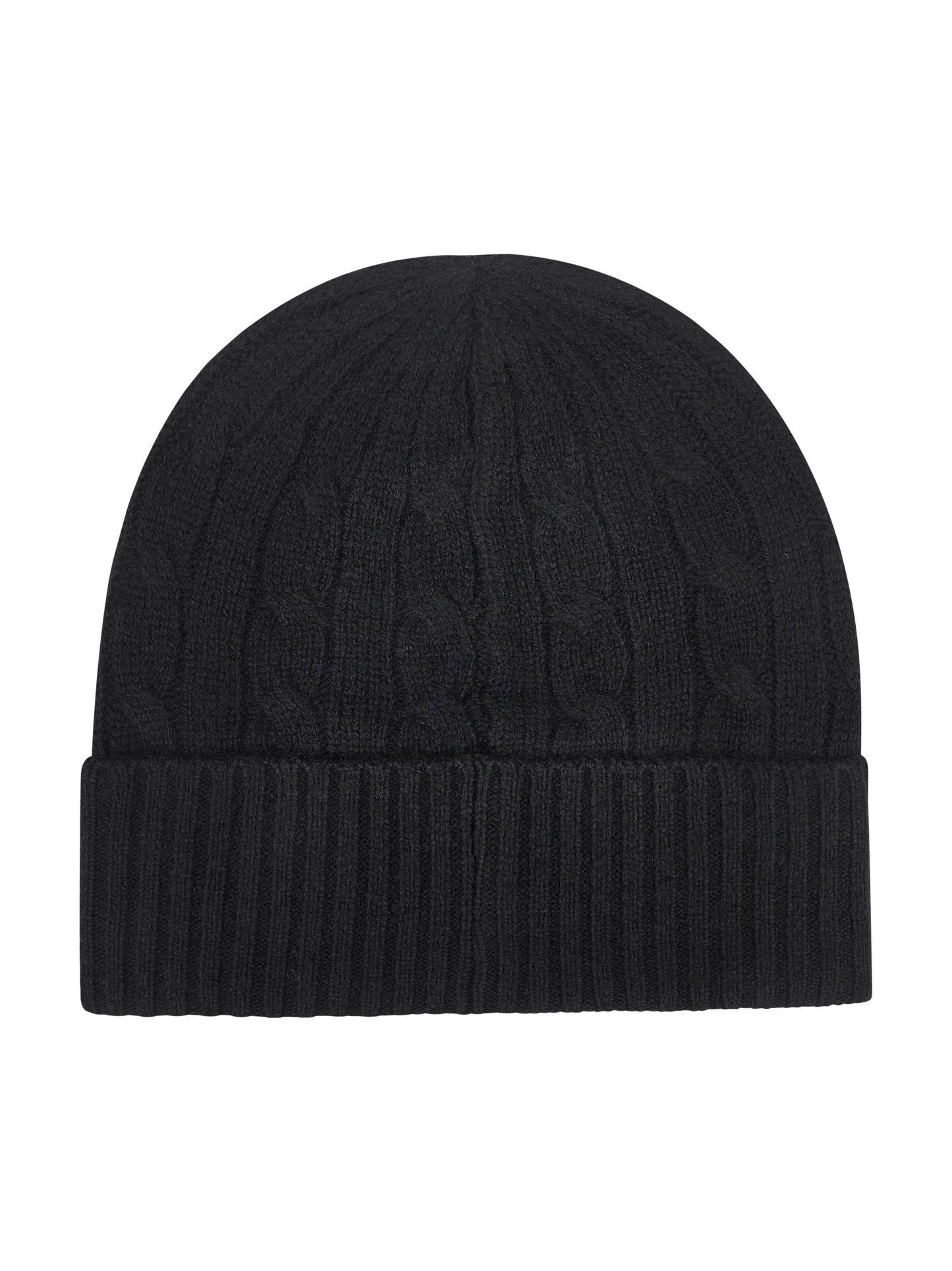Black cable-knit wool and cashmere beanie