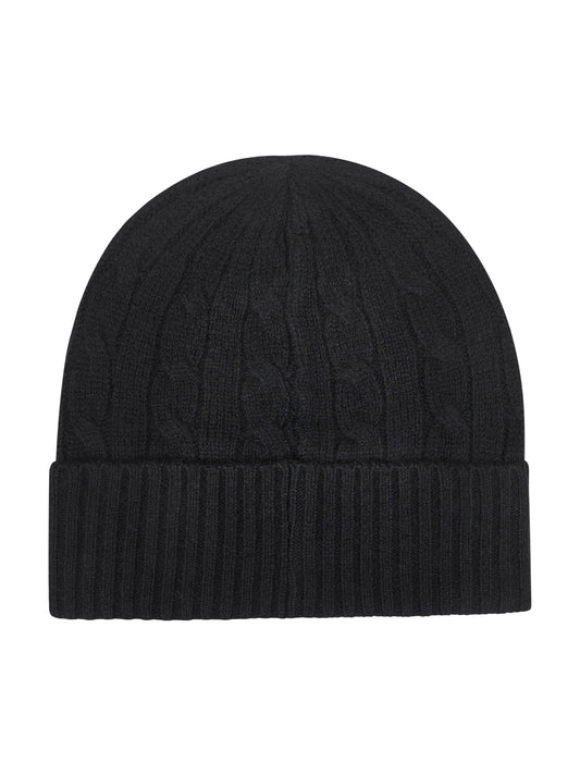 Black cable-knit wool and cashmere beanie